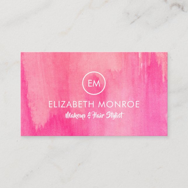 Trendy Pink Salon Makeup Hair Stylist Visitenkarte (Vorderseite)