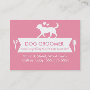 Trendy Pink Silhouette Hund Groomer Ernennung Terminkarte