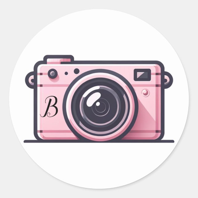 Trendy Pink Snapshot Fotokamera Fotografie Runder Aufkleber (Vorderseite)
