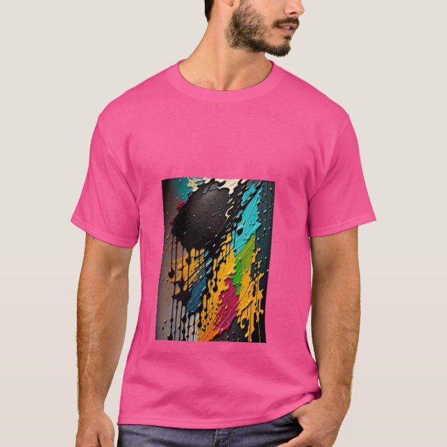 Trendy Pink T-Shirt for Men with Artistic Design" (Vorderseite)
