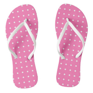 Trendy Pink Template White Dots Rustikales Muster Flip Flops