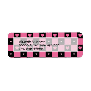 Trendy Pink und Black Checkered Hearts