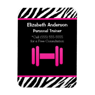 Trendy Pink und Black Dumbell Personal Trainer Magnet