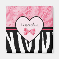 Trendy Pink und Black Zebra Muster Bow und Name