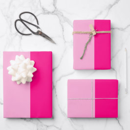 Trendy Pink Vertikal Strip Colorblock Geschenkpapier Set