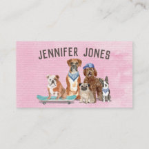 Trendy Pink Water Color Dog Walker