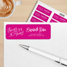 Trendy Pink Whimsical Hand Drawn 30. Geburtstag