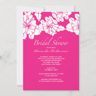 Trendy PINK & White Floral Brautparty Einladung