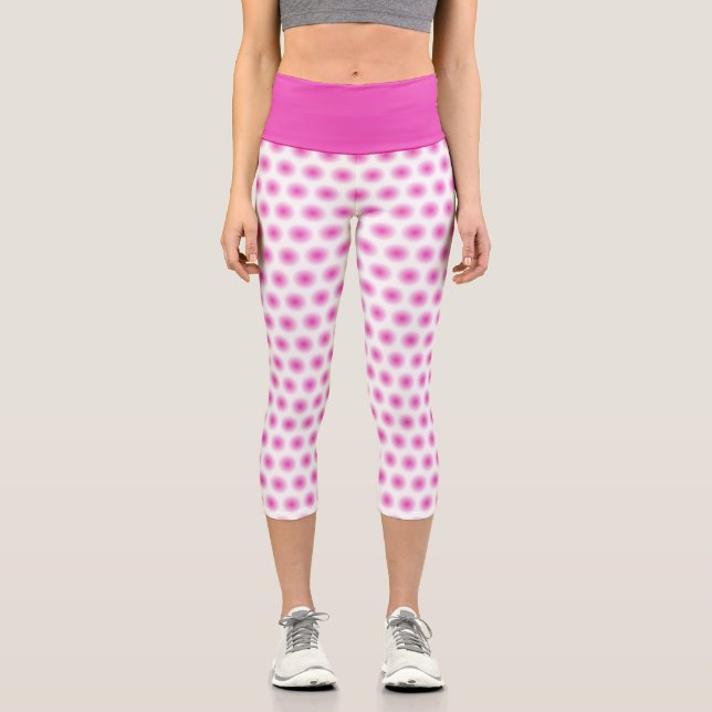 Trendy Pink White Modern Elegante Template Womens Capri Leggings (Vorderseite)