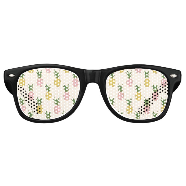 Trendy Pink Yellow Tropical Pineapses Muster Partybrille (Vorderseite)