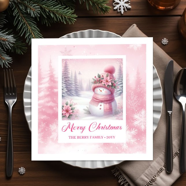 Trendy Pinkmas Kids Winter Forest Cozy Scene Xmas Serviette (Trendy Pinkmas Kids Winter Forest Cozy Scene Christmas Napkins

)