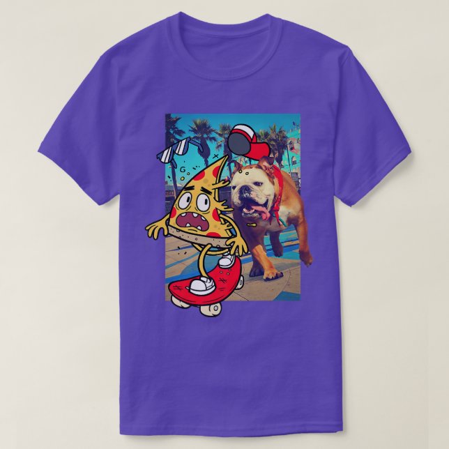 Trendy Pizza auf einem Skateboard Hund Chase 33465 T-Shirt (Design vorne)