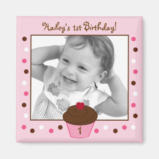 Trendy Polka Dot Cupcake Birthday Gefälligmagnete Magnet