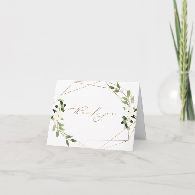 Trendy Polterabend Geometric Watercolor Gold Dankeskarte (Vorderseite)