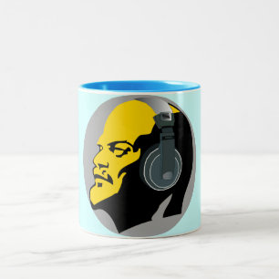 TRENDY POP ART STYLE LENIN MIT DJ HEADPHONES ZWEIFARBIGE TASSE