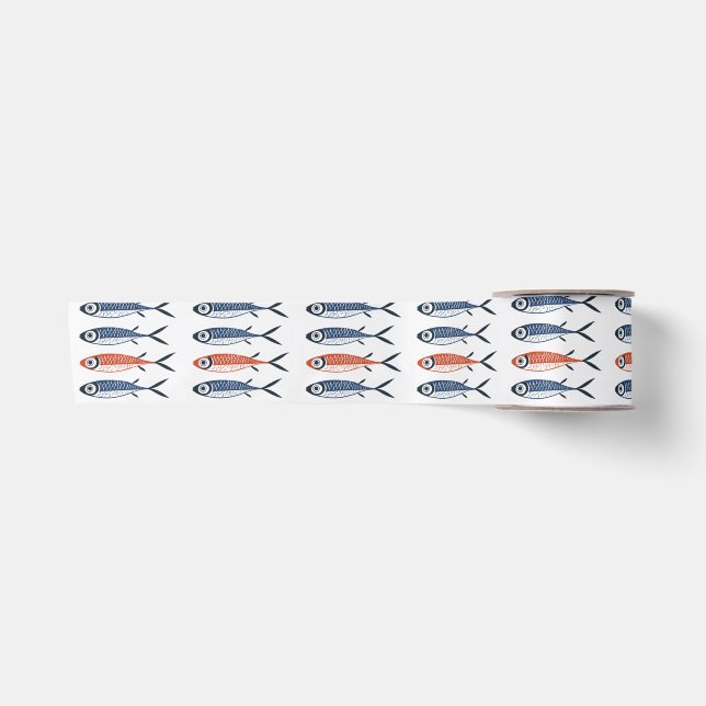 Trendy Preppy Mediterranean Sardine Fish Satinband (Vorderseite)