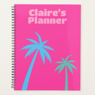 Trendy Preppy Pink Palm Tree Planer