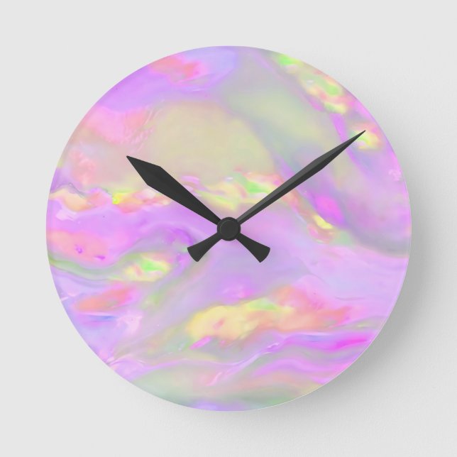 Trendy pretty colorful abstract waves runde wanduhr (Vorderseite)