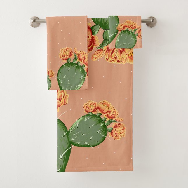 Trendy Prickly Par Cactus & Blume Badhandtuch Set (Insitu)