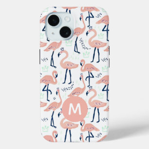 Trendy Princess Flamingo Pattern Monogram Case-Mate iPhone Hülle