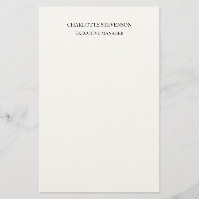 Trendy Professional White Plain Simple Minimalist Briefpapier (Vorderseite)