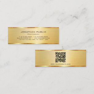 Trendy Professionell Elegant Modern QR Code Gold Mini Visitenkarte