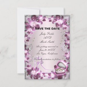 Trendy Purple Floral Chic Enregistrer La Carte Dat