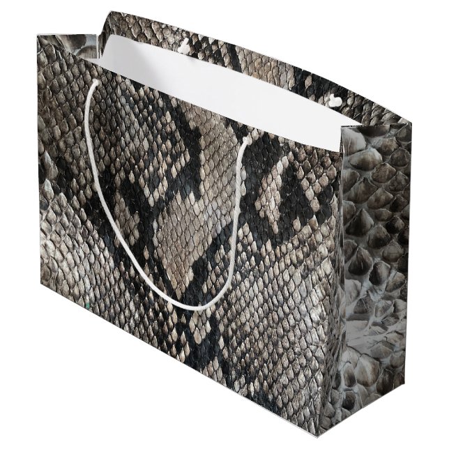 Trendy Python Snake Skin - Rich Elegant Fashion Große Geschenktüte (Rückseite Schrägansicht)