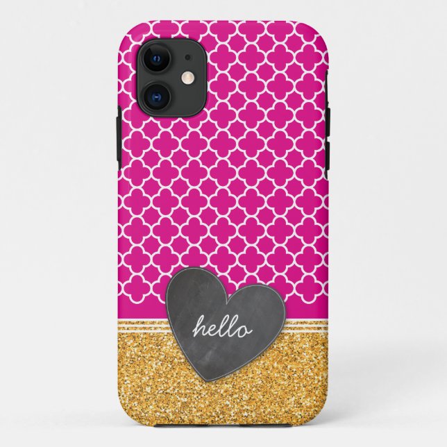 TRENDY Quarrefolienkalkarton Herz Glitzer rosa Case-Mate iPhone Hülle (Rückseite)
