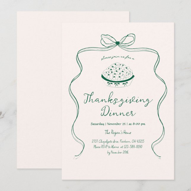 Trendy Quirky Hand Drawn Wavy Pie Erntedank Einladung (Vorne/Hinten)
