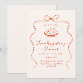 Trendy Quirky Hand Drawn Wavy Pie Erntedank Einladung