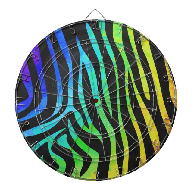 Trendy Rainbow and Black Zebra Animal Print on ele Dartscheibe (vorne)