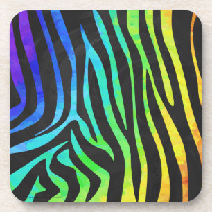 Trendy Rainbow and Black Zebra Animal Print on ele Getränkeuntersetzer