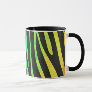 Trendy Rainbow and Black Zebra Animal Print on ele Tasse