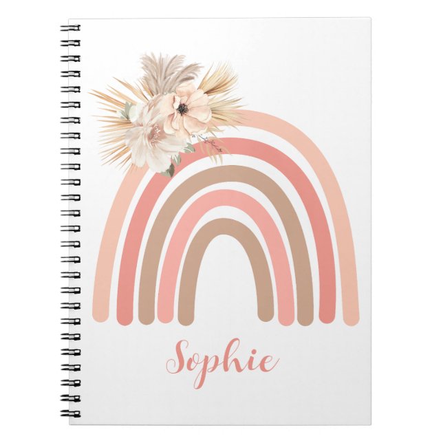 Trendy Rainbow Boho Pink Getrocknete Blume Notizblock (Vorderseite)