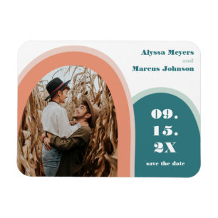 Trendy Rainbow Boho Save the Date Magnet