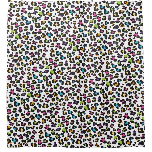 Trendy Rainbow Leopard Print Pattern Duschvorhang (Vorderseite)