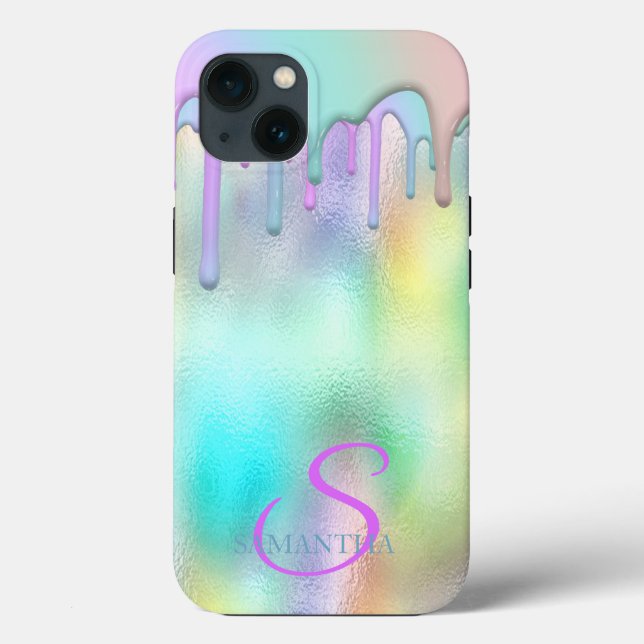Trendy Rainbow Tropfens Holographic Case-Mate iPhone Hülle (Rückseite)