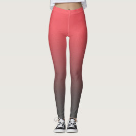 Trendy Red Black Gradient Leggings