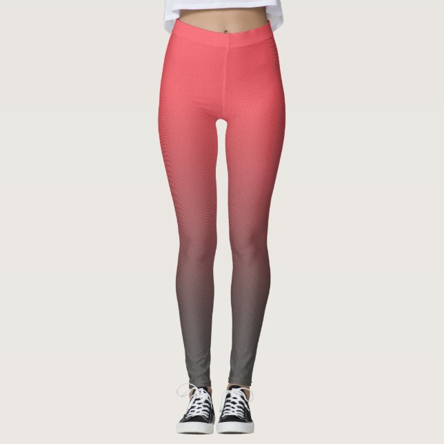 Trendy Red Black Gradient Leggings (Vorderseite)