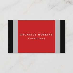 Trendy Red Black Gray Stripes Beruflich Chic Visitenkarte