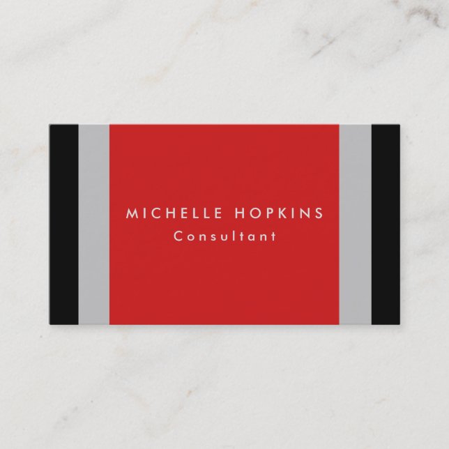 Trendy Red Black Gray Stripes Beruflich Chic Visitenkarte (Vorderseite)