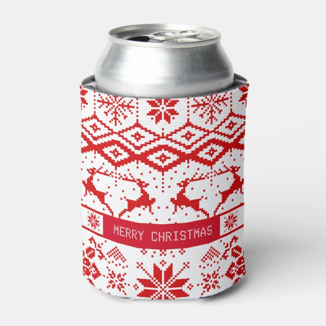 Trendy Red Christmas Reindeer Dosenkühler (Kanne Vorderseite)