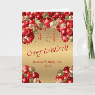 Trendy Red Gold Balloon Herzlichen Glückwunsch Abs Karte
