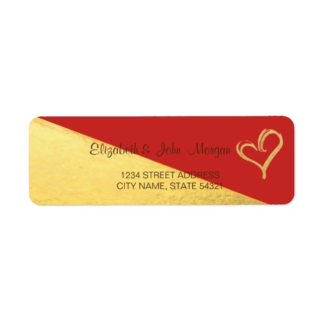 Trendy Red Gold Glitzer Herd Address Label (Vorne)