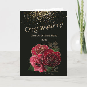 Trendy Red Gold Rose Herzlichen Glückwunsch Abschl Karte