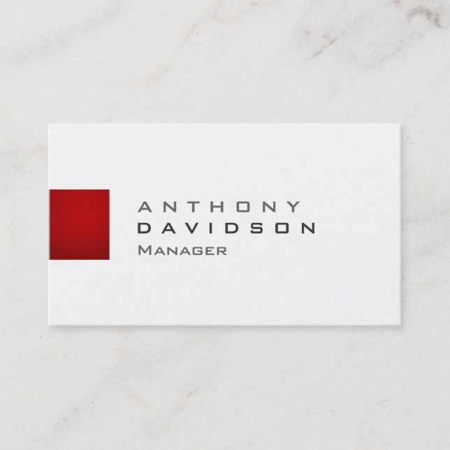 Trendy Red Gray White Contemporary Business Card Visitenkarte (Vorderseite)
