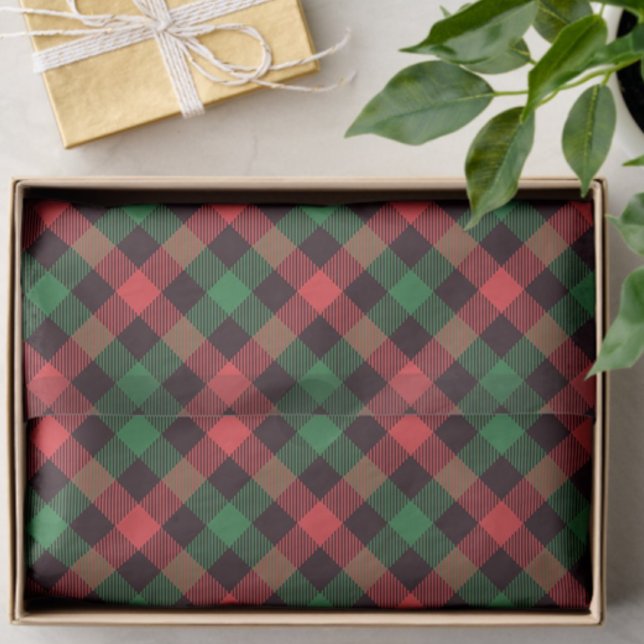 Trendy Red Green Plaid Tartan Tissue Paper Seidenpapier (Trendy plaid tissue paper)