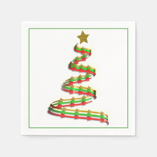 Trendy Red, Green und Gold Weihnachtsbaum Serviette