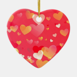 Trendy Red Heart Pattern Keramik Ornament
